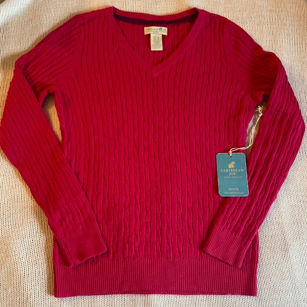 Caribbean Joe Pink Ribbed Sweater